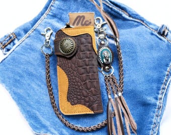 Chain Wallet, Mens Long Wallet, Handmade Leather Biker Wallet, Motorcycle Leather Wallet, Valentines Gift For Him, Gift For Dad & Boyfriend
