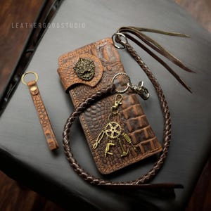 Handgefertigte Lederkette Brieftasche, Herren Bifold Brieftasche, Leder Biker Brieftasche Kette, Motorrad Brieftasche, Leder Geschenk für Männer, Geschenk für Papa
