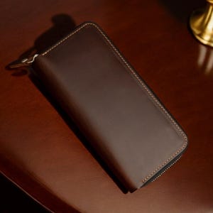 Cartera con cremallera, hecha a mano en cuero para mujer, cartera de viaje para el Día de la Madre, cartera pequeña, regalo de aniversario para esposa, cartera unisex.