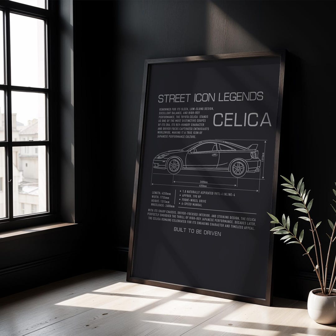 Toyota Celica Blueprint Print | Technical Car Wall Art | Japanese