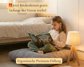2-teiliges ergonomisches Kinder Bodenkissen Set. **inkl. gratis Rückenkissen**. Memory Foam Sitzkissen – Waschbar – Montessori Kissen