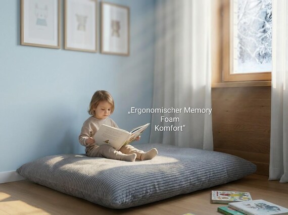 Ergonomisches Kinder Bodenkissen XL – Memory Foam Sitzkissen – Waschbar – Montessori Kissen – Premium Spielkissen Kinderzimmer