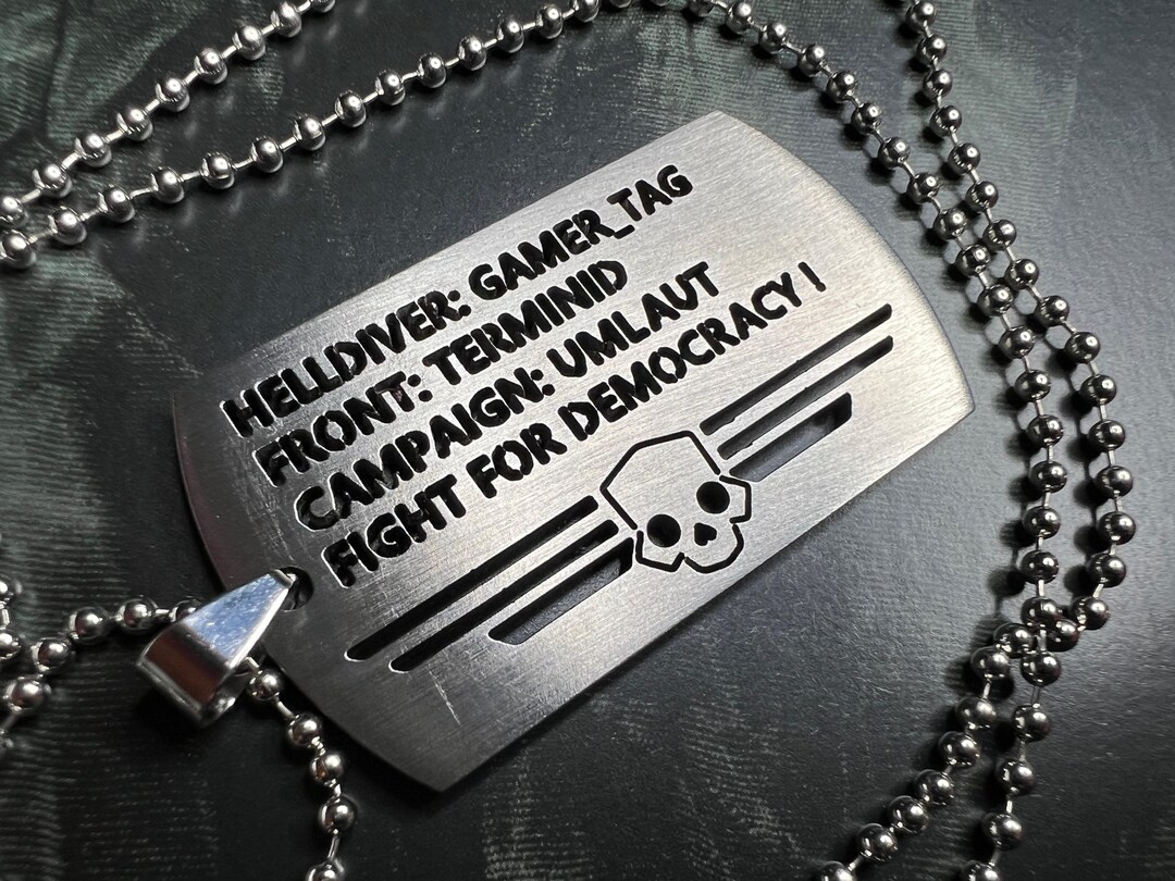 Hell Diver Personal Gamer Dog Tag Pendant, Unique Personalized Dog Tag ...