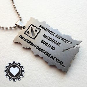 Dota Hero Dog Tag Anhänger: Personalisiertes Gamer Guild Logo, Laser Cut