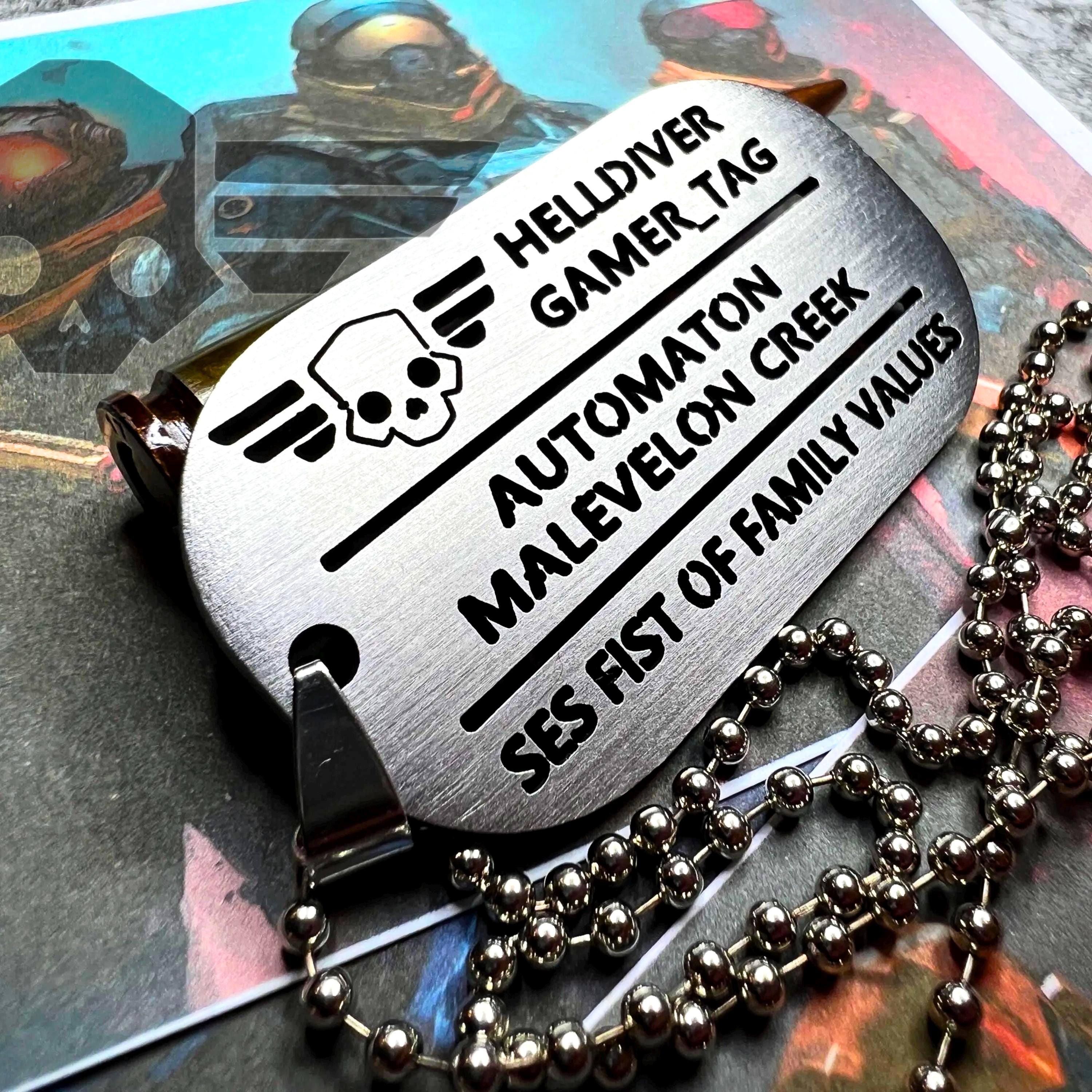 Gepersonaliseerde Diver Dog Tag-hanger: lasergesneden roestvrijstalen gamer-ID
