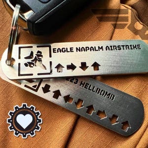 Stratagem Tag Keychain | Backpack Key Ring Custom Tag | Stainless Steel Laser Cutted