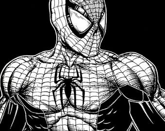 Spiderman traditional detailed drawing print 8.5" x 11"