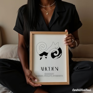 Instant Download: Adinkra Symbol AHODEN  Black and White with Name and Meaning, Ink Series