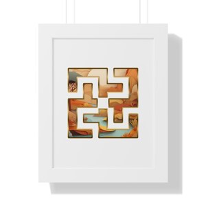Uac Nkanea Framed Adinkra Symbol Art Print, African Cultural Akan Wall Art, Large Home Decor, Unique Gift for Afrocentric Art Lovers