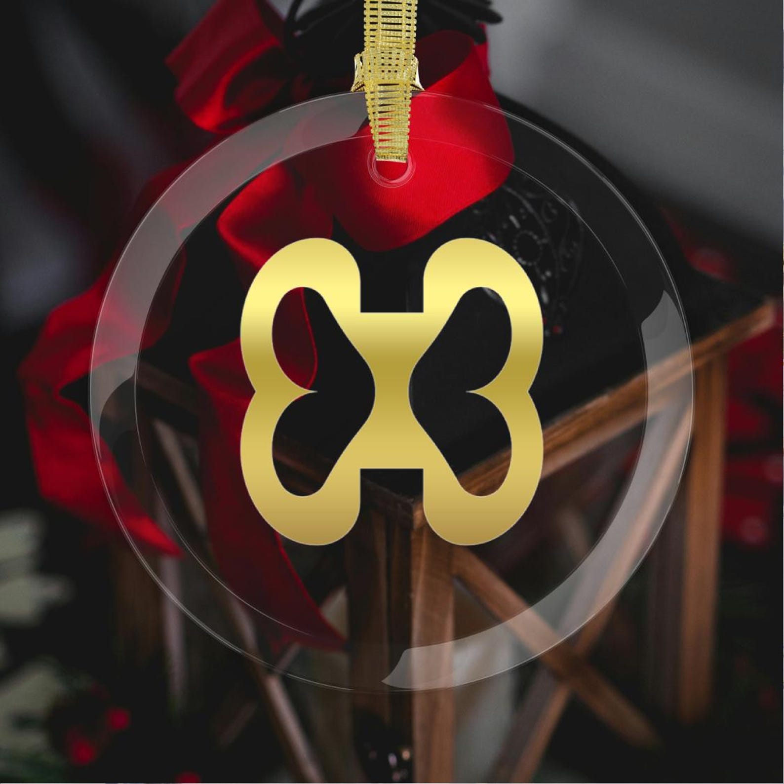 Ioh Ribbin 100% Glass Ornament, Mmomudwan Adinkra African Symbol Christmas Holiday ...