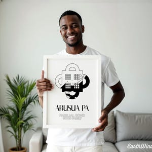 Instant Download: Adinkra Symbol ABUSUA PA  Black and White with Name and Meaning, Ink Series