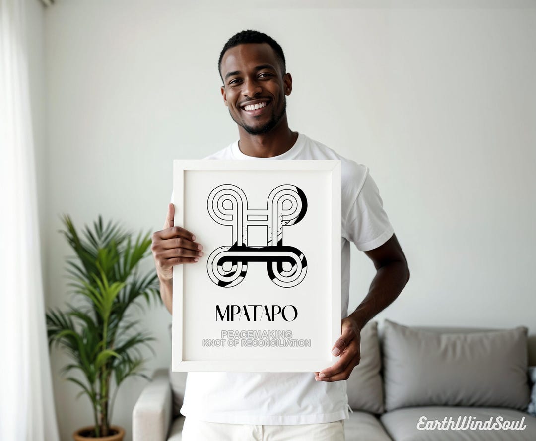Instant Download: Adinkra Symbol MPATAPO Black and White With Name and ...