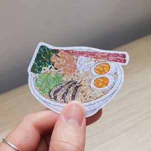 Adesivo Ramen lucido, Adesivo Ramen giapponese, Adesivo alimentare, Adesivo lucido, Adesivo decorativo, Adesivo fatto a mano, Cibo giapponese, Arte originale