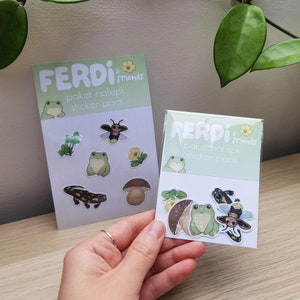 Pack d'autocollants animaux de la forêt, Petits stickers, Stickers décoratifs, Animaux mignons, Stickers scintillants, oeuvre d'art originale, Sticker grenouille, salamandre