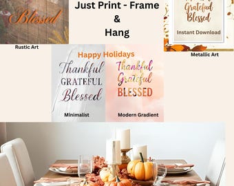 Láminas de arte de pared con mensajes de agradecimiento y bendición: Decoración rústica de Acción de Gracias (descarga digital)