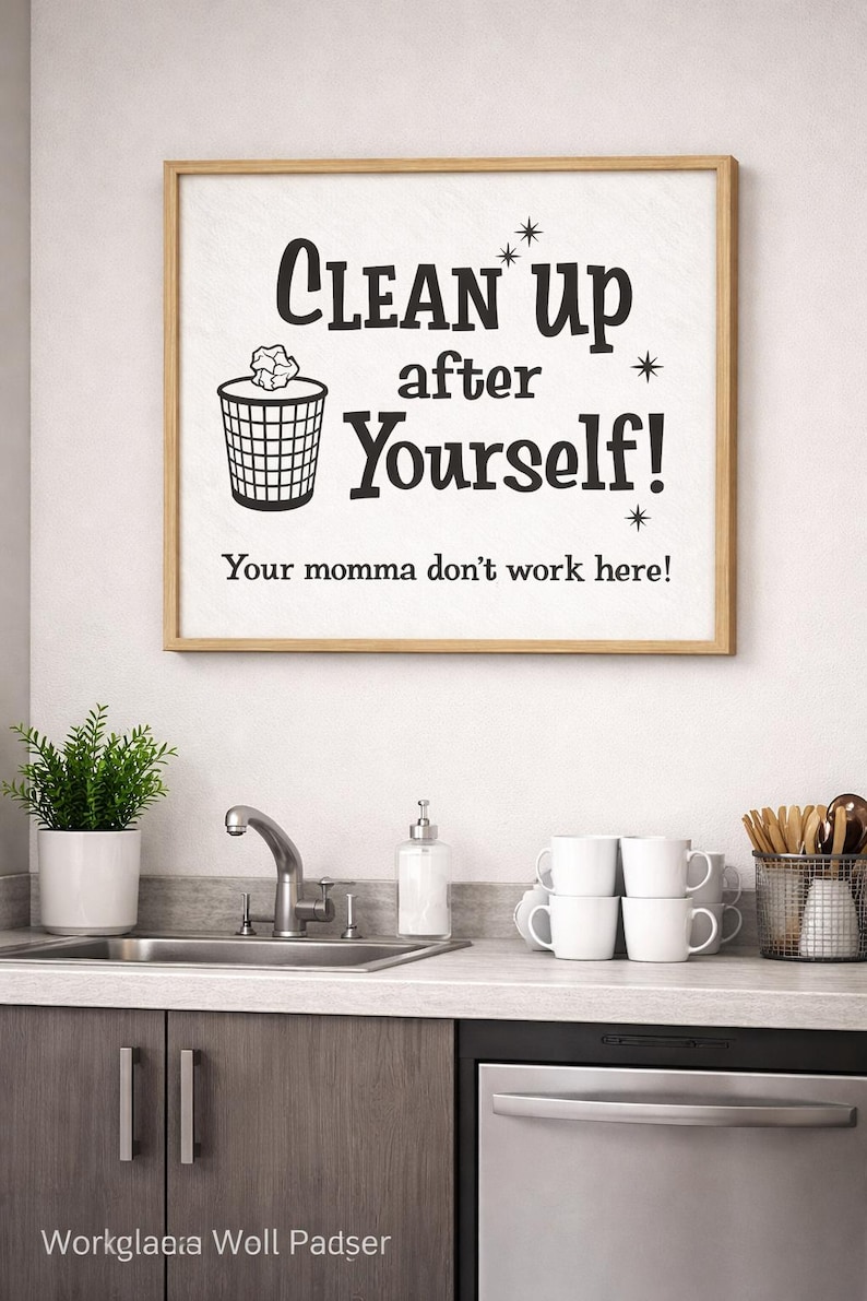 Clean up After Yourself Funny Workplace Poster 11x14 16x20 Wall