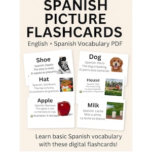 Spanish Picture Flashcards: Bilingual English + Spanish Vocabulary (PDF Download)