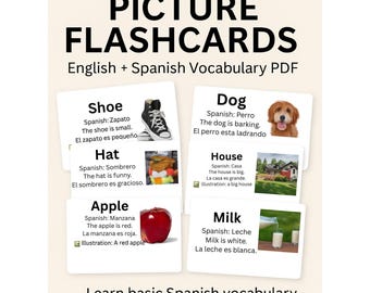 Spanish Picture Flashcards: Bilingual English + Spanish Vocabulary (PDF Download)