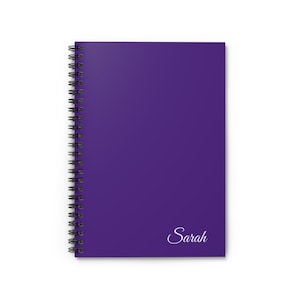 Votre nom - Cahier à spirales personnalisé - Lignes lignées, cahier violet personnalisé