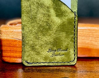 Tarjetero de piel italiana hecho a mano: diseño de bolsillo frontal delgado