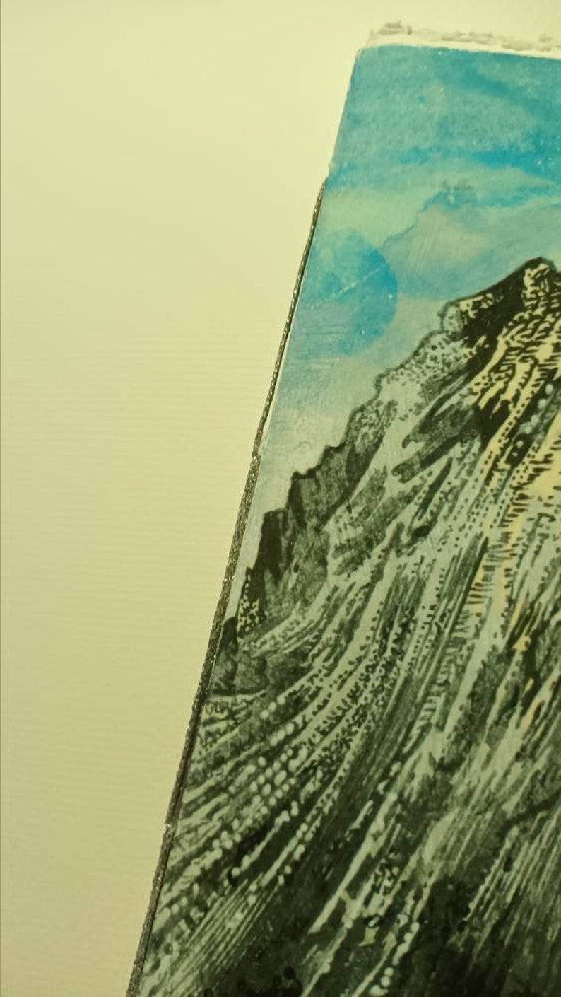 Mountains in Norway : Reine i Lofoten Boutique Notebook/Sketchbook with Giclee Cover White Amatruda Handmade Paper Silver Waxed Thread 画像 3