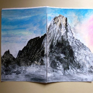 Mountains in Norway : Reine i Lofoten Boutique Notebook/Sketchbook with Giclee Cover White Amatruda Handmade Paper Silver Waxed Thread image 1