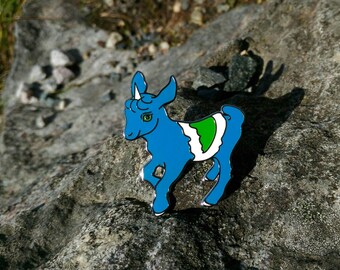 Vegan Kid Inspired by Vegan Flag - Unicorn Herbivore - Goat Kid Go Veg - Hard Enamel Pin - Badge Brooch - Lapel Pin - Hat Pin - Backpack Pin