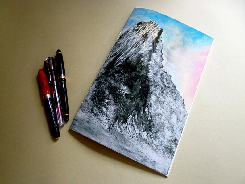 Mountains in Norway : Reine i Lofoten Boutique Notebook/Sketchbook with Giclee Cover White Amatruda Handmade Paper Silver Waxed Thread image 2