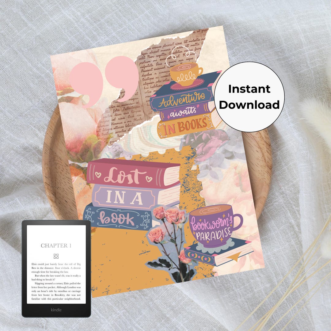 Kindle Inserts Design Vintage Printable Kindle Insert - Downloadable Kindle Design - Kindle ...