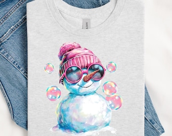 Cute Snowman Sunglasses PNG Design - Iridescent Snowman Design - Coquette Christmas Design - Snowman PNG - Winter Design - Cute Download