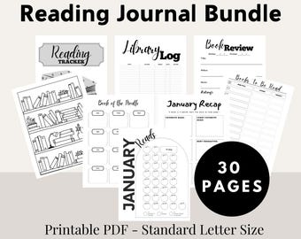Reading Journal Bundle - Digital Reading Journal - Reading Monthly Tracking - Printable Reading Journal - Digital Book Journal