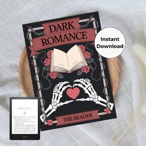 Donkere romantiek Kindle-insteekkaart afdrukbaar - tarotkaart Kindle-insteekkaartontwerp - downloadbare Kindle-insteekkaart - Kindle-decoratie voor doorzichtige hoes
