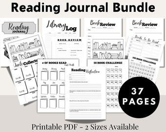 Reading Journal Bundle - Digital Reading Journal - Reading Monthly Tracker - Printable Book Reviewer - Digital Book Review - Reading Planner