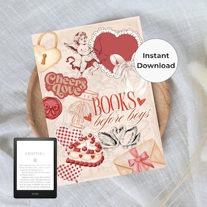 Books Before Boys Kindle Insert Design - Kindle Insert for Clear Case - Downloadable Kindle Insert Design - Kindle Insert PNG
