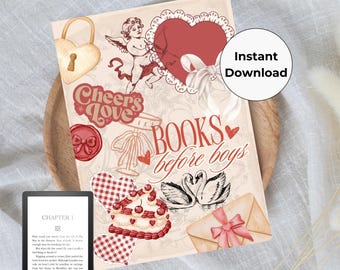 Books Before Boys Kindle Insert Design - Kindle Insert for Clear Case - Downloadable Kindle Insert Design - Kindle Insert PNG