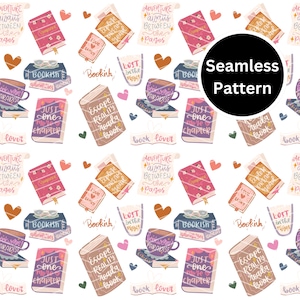 Cute Book Lover Seamless Pattern - Seamless Book Pattern - Book Lover Design - Instant Download - Seamless Pattern For Crafts - Book PNG