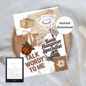 Book Hangover Kindle Insert Printable - Downloadable Kindle Design - Kindle Insert For Clear Case - Printable Kindle Decoration