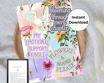 Pastel Printable Kindle Insert - Downloadable Kindle Design - Kindle Insert For Clear Case - Printable Kindle Decoration - Book Lover