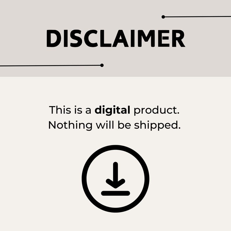 May include: Disclaimer: This is a digital product. Nothing will be shipped. A black download icon is shown.