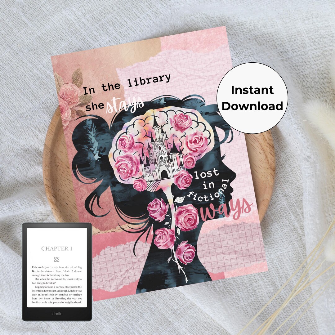 Into the Library Kindle Insert - Printable Kindle Insert for Clear Case ...
