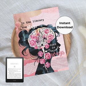 Into the Library Kindle Insert - Printable Kindle Insert for Clear Case - Printable Kindle Decoration - Decor for Kindle with Clear Case