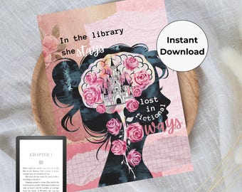 Into the Library Kindle Insert - Printable Kindle Insert for Clear Case - Printable Kindle Decoration - Decor for Kindle with Clear Case