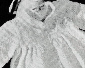Vintage Strickanleitung für ein Häubchen und Kleid für ein 6 Monate altes Baby, Digital Knitting Pattern