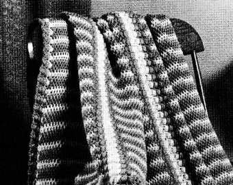 1970 Florentine Flame Tunisian Crochet Afghan Pattern, Digital Crochet Pattern
