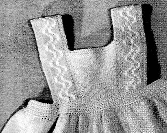 Vintage Knit Child Bib Dress Pattern, Digital Knitting Pattern