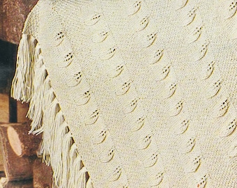 70s Leaf Knitted Afghan Pattern, Digital Knitting Pattern