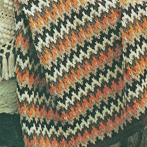 1970s Bargello Knitted Afghan Pattern, Digital Knitting Pattern
