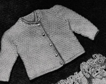 1940s Baby Set Tunisian Crochet Pattern 3007, Digital Crochet Pattern