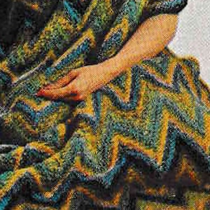 1970s Knit Ripple Afghan, Easy Knitted Afghan