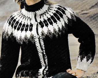 Vintage Icelandic Lopi Sweater Knitting Pattern - Brenda (Digital Pattern)